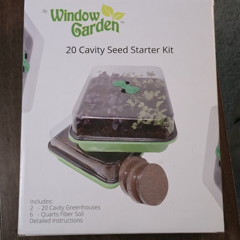 Window Garden 20 Cavity Seed Starter Germination Kit Fiber Soil Prop Kit